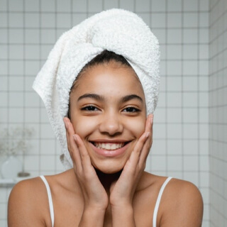 Woman after skincare