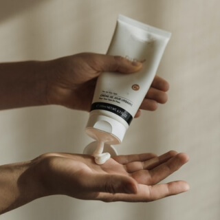Applying skincare product